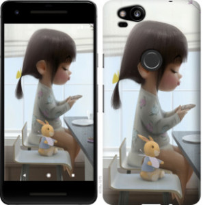 Чехол Милая девочка с зайчиком для Google Pixel 2