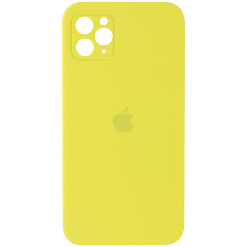 Чохол Silicone Case Square Full Camera Protective (AA) на Apple iPhone 11 Pro Max (6.5") (Эстетический дефект / Жовтий / Bright Yellow)