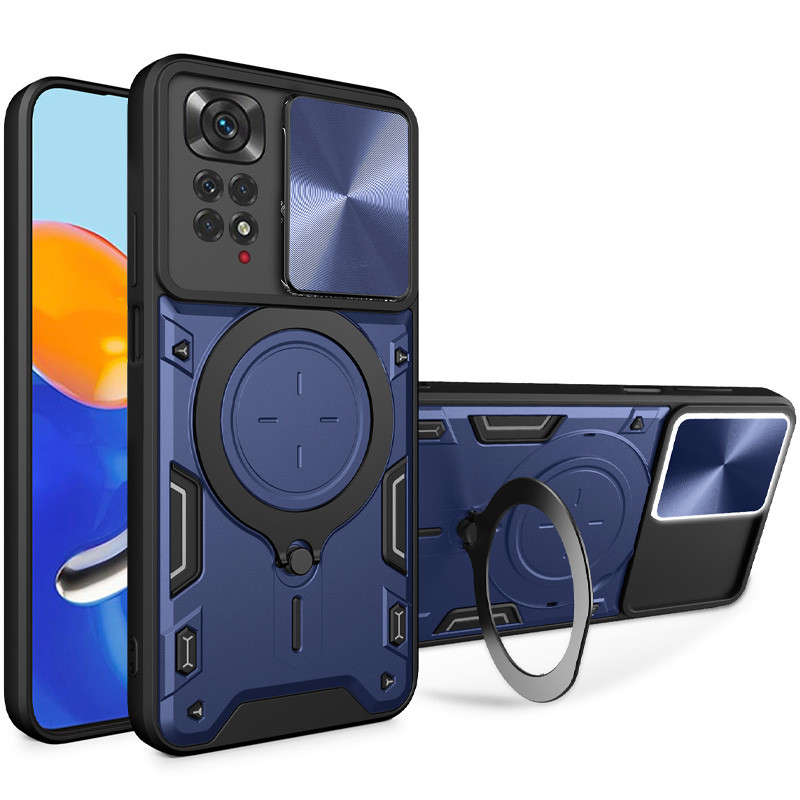 Ударопрочный чехол Bracket case with Magnetic для Xiaomi Redmi Note 11 (Global) / Note 11S (Blue)