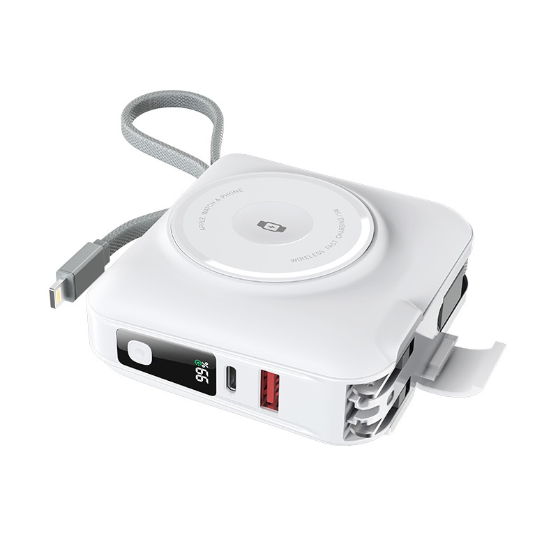 Фото Портативний ЗП Power Bank WIWU Wi-P051 6 in 1 PD45W з БЗП+iWatch 15000 mAh (White) на vchehle.ua