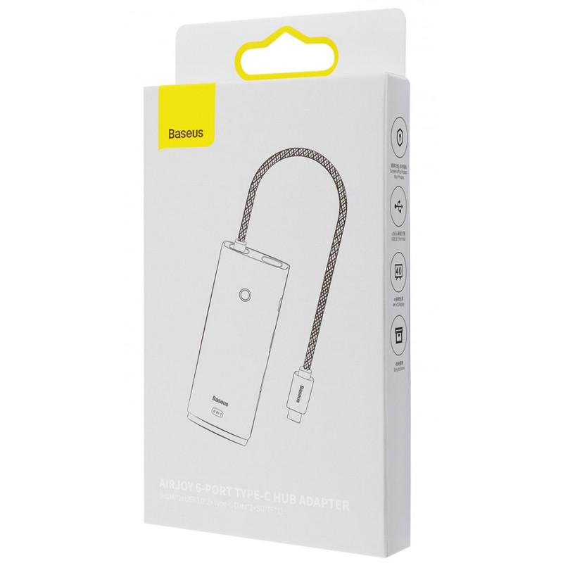 Заказать Переходник HUB Baseus Lite Series 6in1 (Type-C to HDMI + 2xUSB 3.0 + PD+SD/TF) (WKQX05) (Black) на vchehle.ua