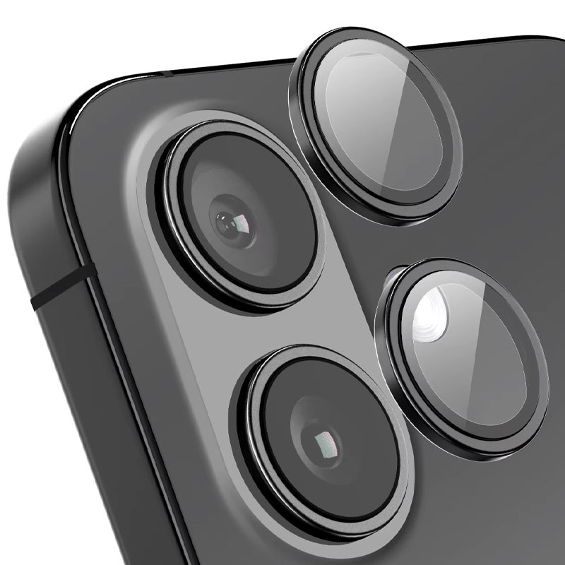 Защитное стекло Metal Classic на камеру (в упак.) для Apple iPhone 16 (6.1") / 16 Plus (6.7") (Черный / Black) в магазине vchehle.ua