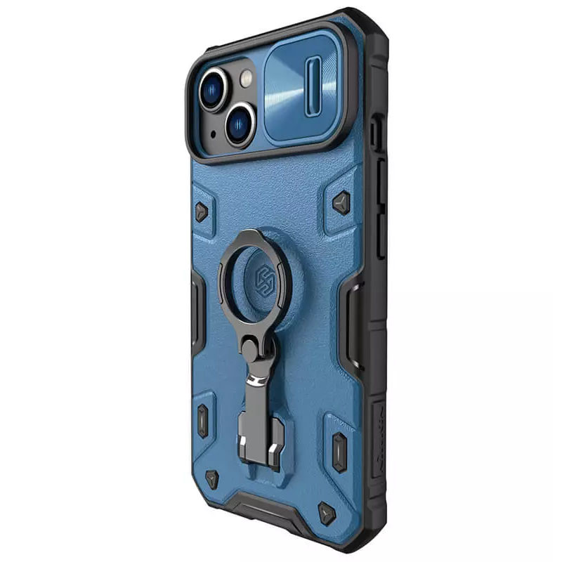 Фото TPU+PC чехол Nillkin Metal CamShield Armor Pro no logo (со шторкой) для Apple iPhone 14 Plus (6.7") (Blue) на vchehle.ua