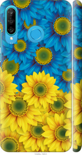 Чехол Жёлто-голубые цветы для Huawei P30 Lite