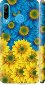 Чехол Жёлто-голубые цветы для Huawei P30 Lite