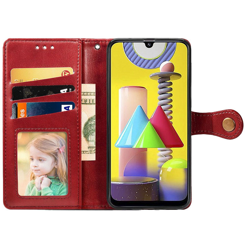 Фото Шкіряний чохол-книжка GETMAN Gallant (PU) для Oppo A15s / A15 (Червоний) на vchehle.ua