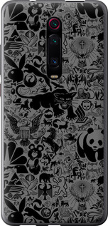 Чехол Чёрно-серый стикер бомбинг для Xiaomi Redmi K20