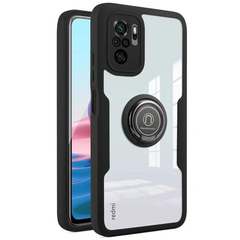 

TPU+PC чохол Crystal Ring 360 для Xiaomi Redmi Note 10 (Чорний) 1212153