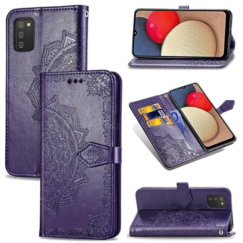 Фото Кожаный чехол-книжка Art Case с визитницей для Samsung Galaxy A02s (Фиолетовый) на vchehle.ua