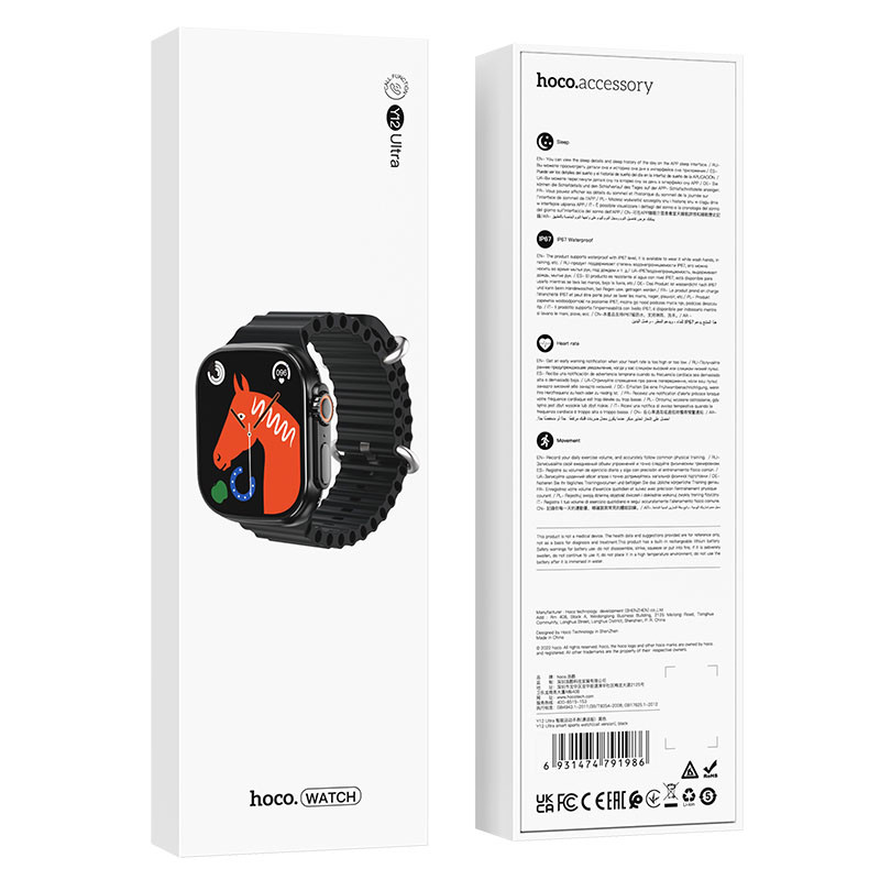 Фото Смарт-годинник Hoco Smart Watch Y12 Ultra (call version) (Black) в маназині vchehle.ua