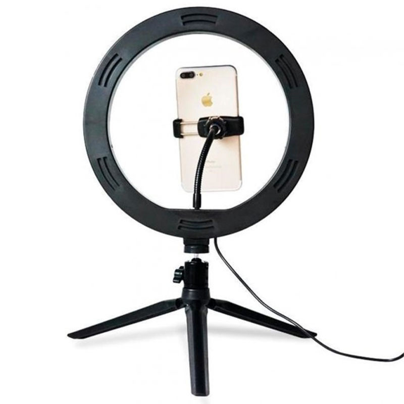 Фото Кольцевая светодиодная LED лампа с триподом и микрофоном Gelius Pro Blogger Set Life Hack GP-BS001 (Black) на vchehle.ua