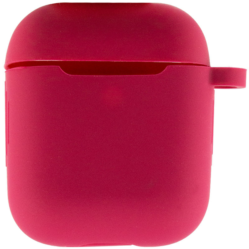 Фото Силиконовый футляр New с карабином для наушников Airpods 1/2 (Красный / Rose Red) на vchehle.ua