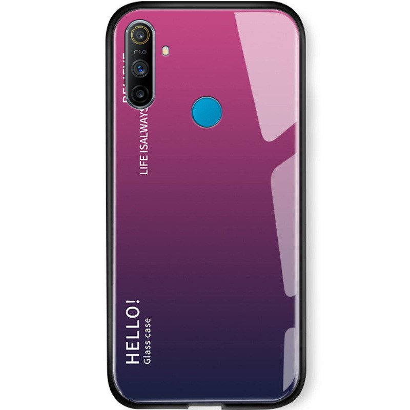 TPU+Glass чохол Gradient HELLO на Realme C3 (Малиновий)