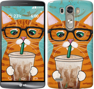 Чехол Зеленоглазый кот в очках для LG G3 D855