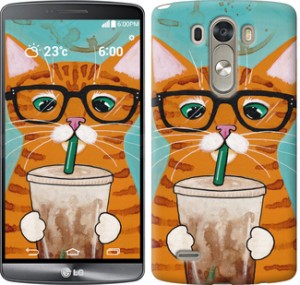 Чехол Зеленоглазый кот в очках для LG D850