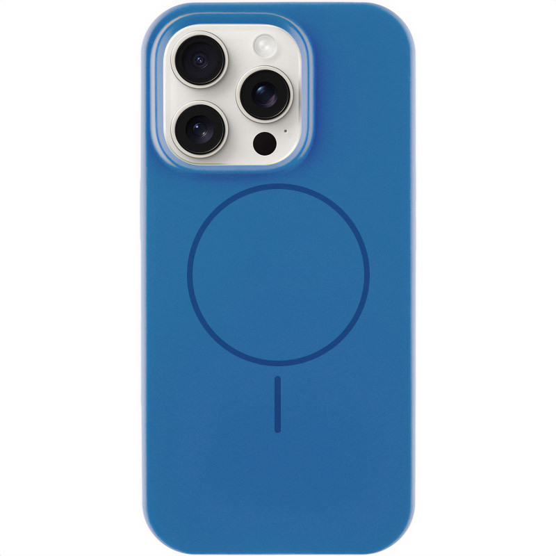 Чехол Silicone Case Full Protective (AA) NO LOGO with Magnetic Safe для Apple iPhone 14 Pro (6.1") (Синий / Denim Blue)