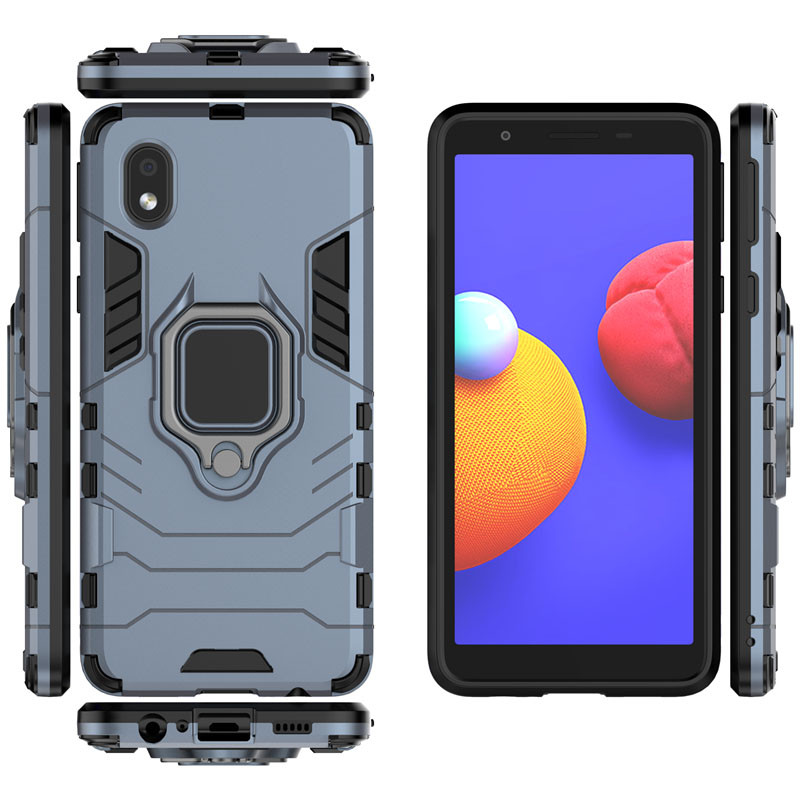 Фото Ударопрочный чехол Transformer Ring for Magnet для Samsung Galaxy M01 Core / A01 Core (Серый / Metal slate) на vchehle.ua