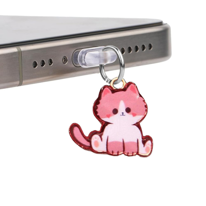 Заглушка силіконова Type-C з підвіскою IP44 (Cat metal pink)