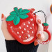 Фото Силиконовый футляр Fruits series with Sparkles & Water для наушников AirPods 1/2 + кольцо (strawberry / Красный) на vchehle.ua
