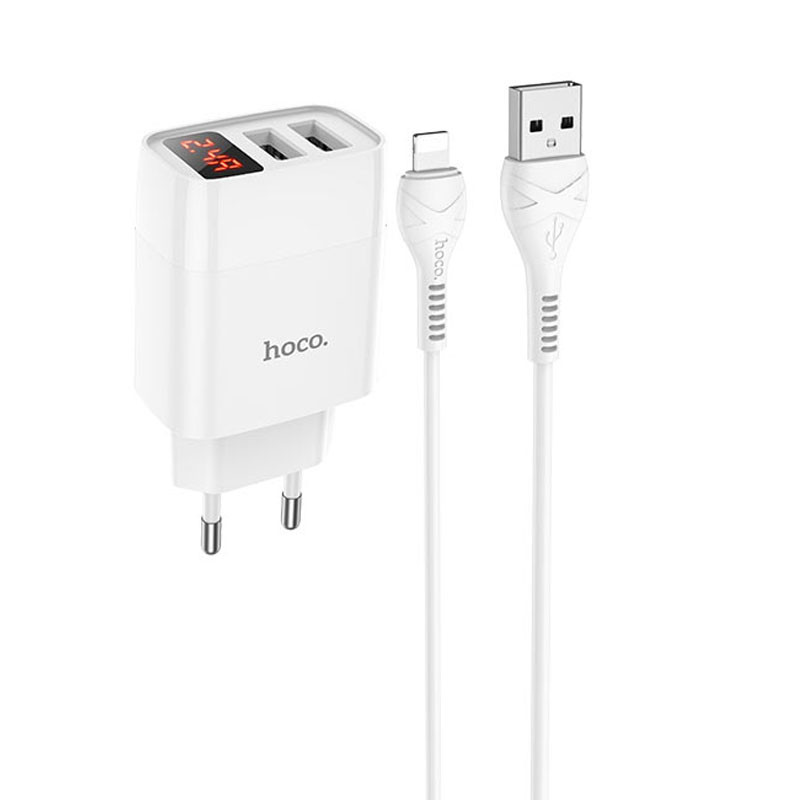 

МЗП HOCO C86A (2USB/2.4A) + Lightning (Білий) 1242075