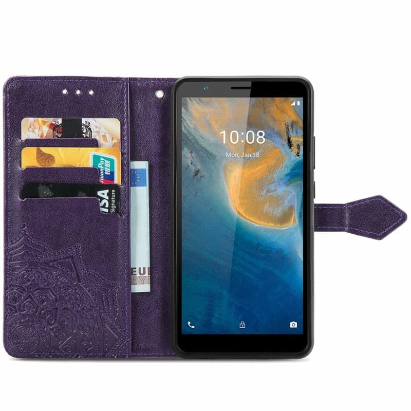 Фото Кожаный чехол-книжка Art Case с визитницей для ZTE Blade A31 (Фиолетовый) в магазине vchehle.ua