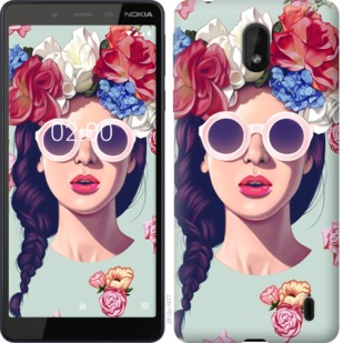 

Чехол Девушка с цветами для Nokia 1 Plus 763642