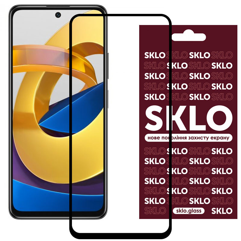Защитное стекло SKLO 3D (full glue) для Xiaomi Poco M4 Pro 4G (Черный)