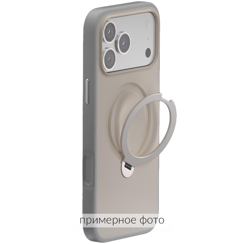 Фото TPU+PC чохол Metal Buttons with Magnetic Safe Colorful HQ Ring для Apple iPhone 17 (6.3") (Grey) на vchehle.ua