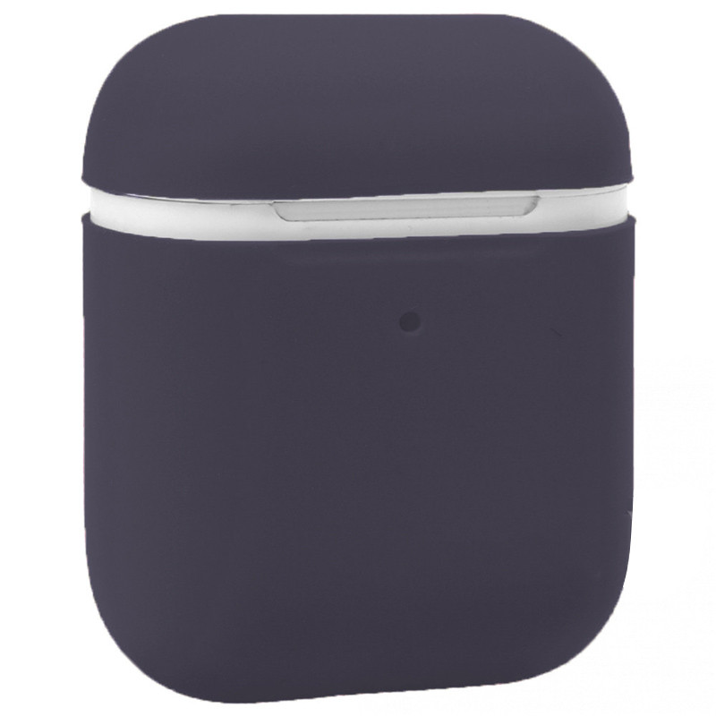 Силиконовый футляр для наушников Airpods 1/2 Ultra Slim (Серый / Dark Gray)