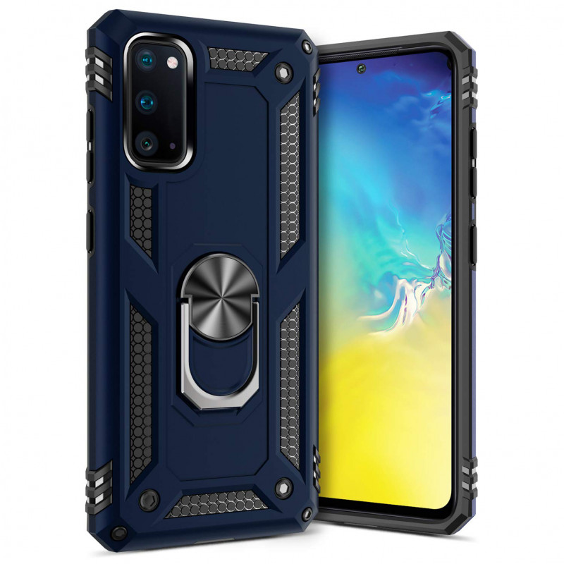 Ударостійкий чохол Serge Ring for Magnet на Samsung Galaxy S20 (Темно синій)