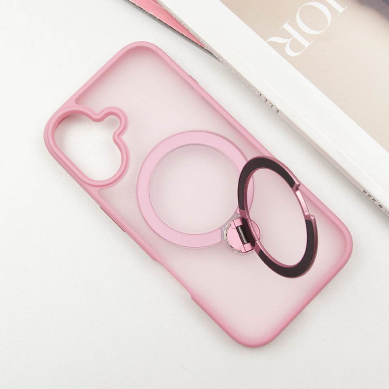 Фото TPU+PC чехол Metal Buttons with Magnetic Safe Colorful HQ Ring для Apple iPhone 16 (6.1") (Pink) в магазине vchehle.ua