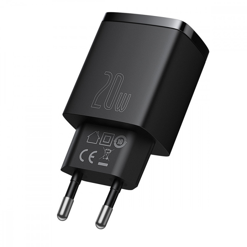 СЗУ Baseus Compact Quick Charger 20W QC+PD (1USB-A/1C) (CCXJ-B) (Black)