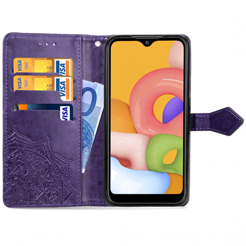 Фото Кожаный чехол-книжка Art Case с визитницей для Samsung Galaxy A01 (Фиолетовый) в магазине vchehle.ua