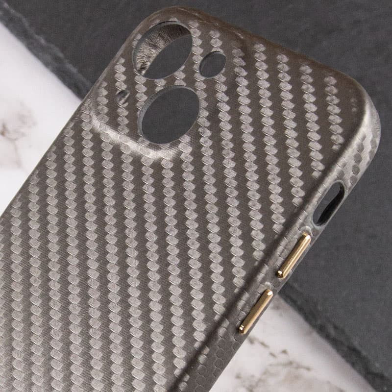 Уценка Кожаный чехол Leather Case Carbon series для Apple iPhone 13 mini (5.4") (Дефект упаковки / Серый) в магазине vchehle.ua