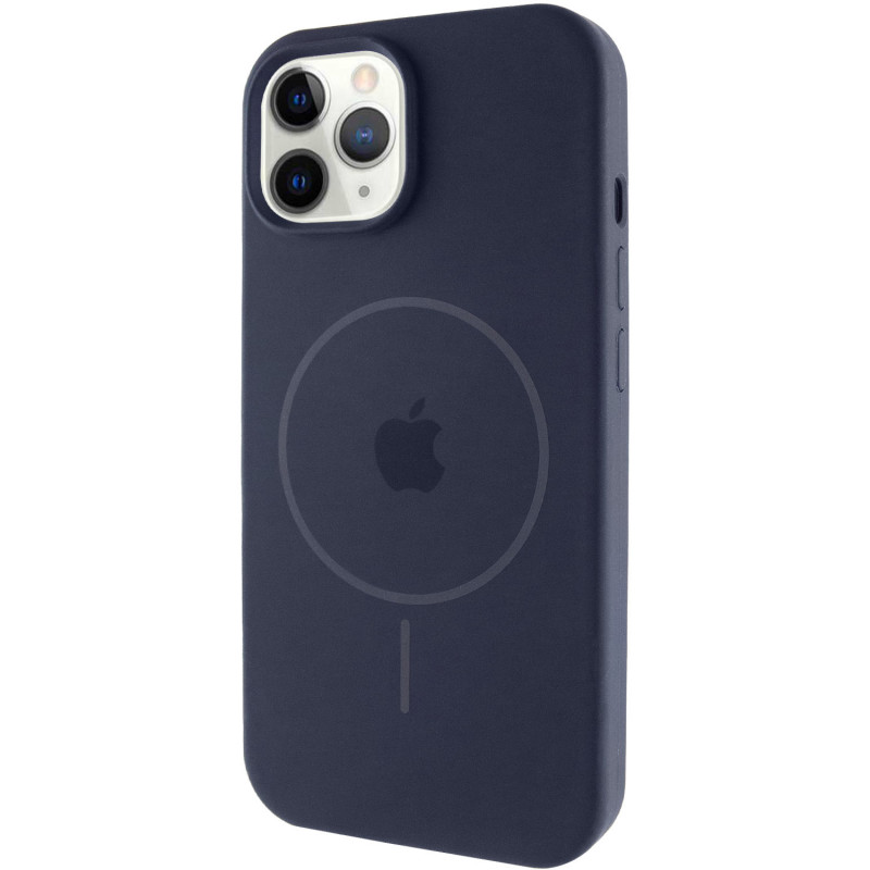 Чохол Silicone Case Full Protective (AA) with Magnetic Safe на Apple iPhone 12 Pro Max (6.7") (Темно-синий / Midnight blue)
