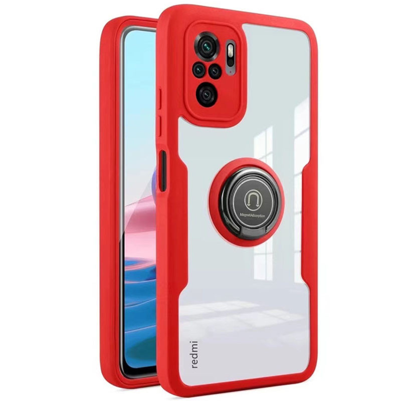 

TPU+PC чехол Crystal Ring 360 для Xiaomi Redmi Note 10S (Красный) 1212150