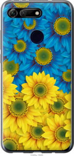 Чехол Жёлто-голубые цветы для Huawei Honor View 20