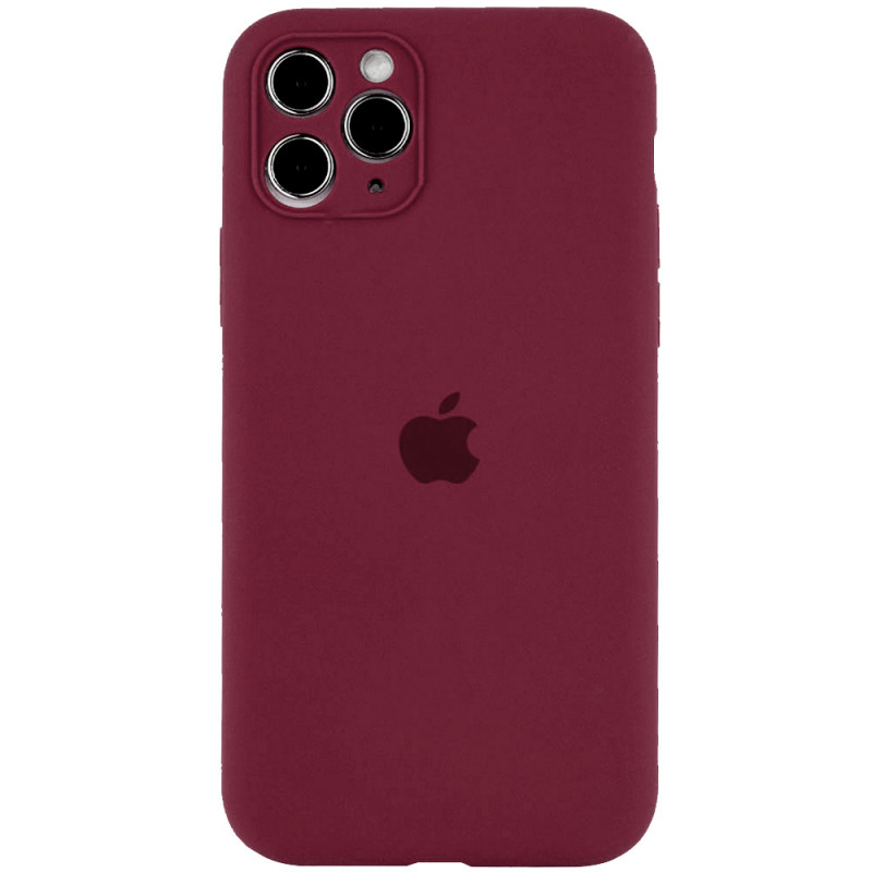 Чехол Silicone Case Full Camera Protective (AA) для Apple iPhone 12 Pro Max (6.7") (Бордовый / Plum)