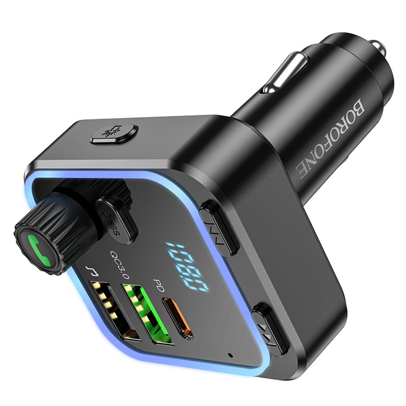 АЗУ FM модулятор Borofone BC53 Highway PD20W+QC3.0 (2USB-A/1C) (Black) в магазине vchehle.ua