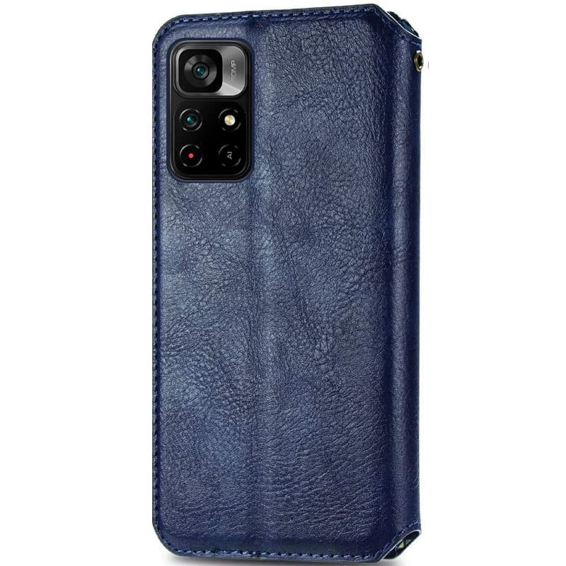 Фото Шкіряний чохол-книжка GETMAN Cubic (PU) на Xiaomi Poco M4 Pro 5G (Синій) на vchehle.ua