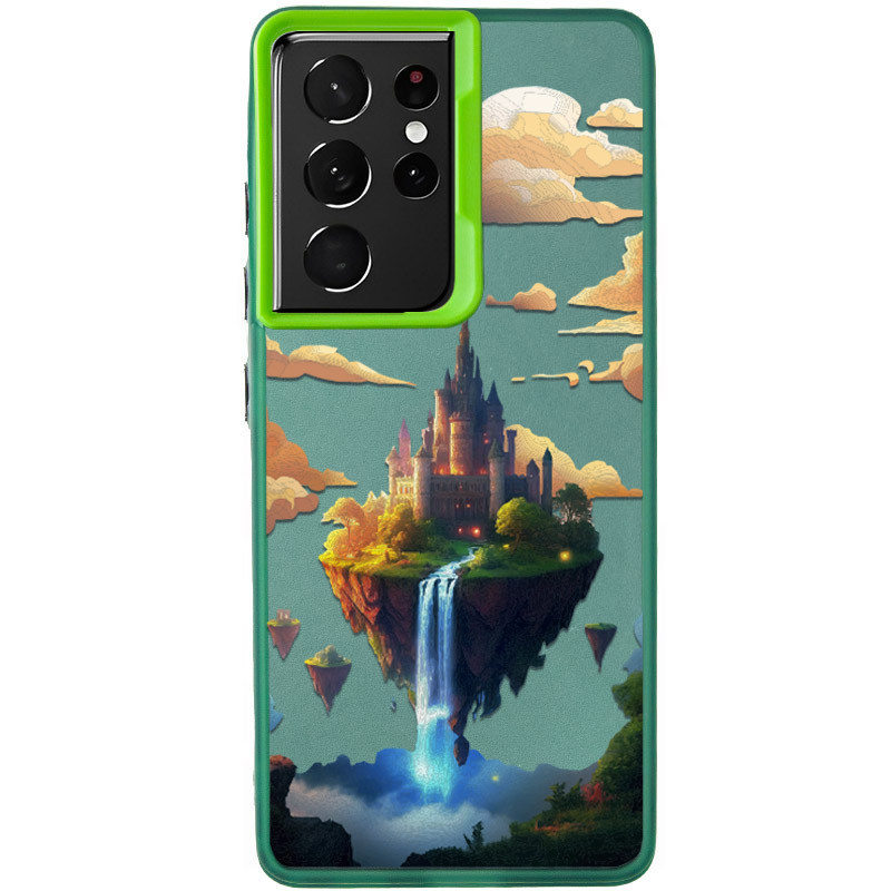 TPU+PC чохол TakiTaki Fantasy magic glow на Samsung Galaxy S21 Ultra (Sky castle - Green)