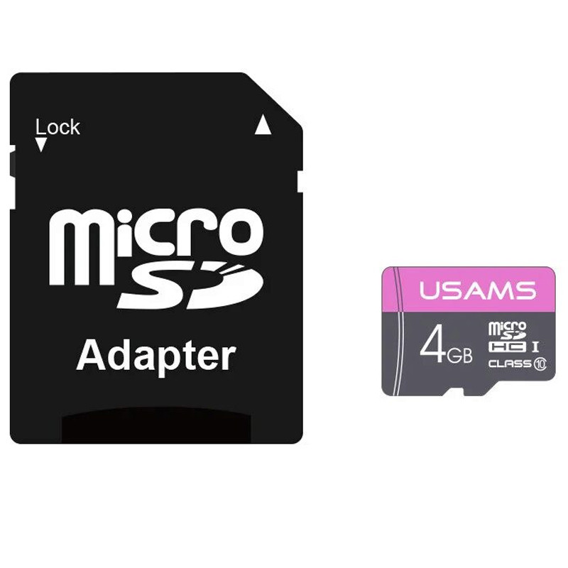 Карта памяти USAMS US-ZB115 TF High Speed Card 4 Gb + adapter (Purple)