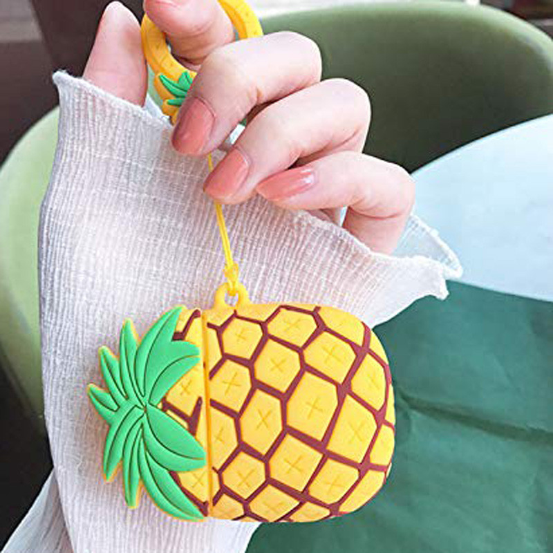 Фото Силиконовый футляр Smile Fruits series для наушников AirPods 1/2 + кольцо (Pineapple) в магазине vchehle.ua