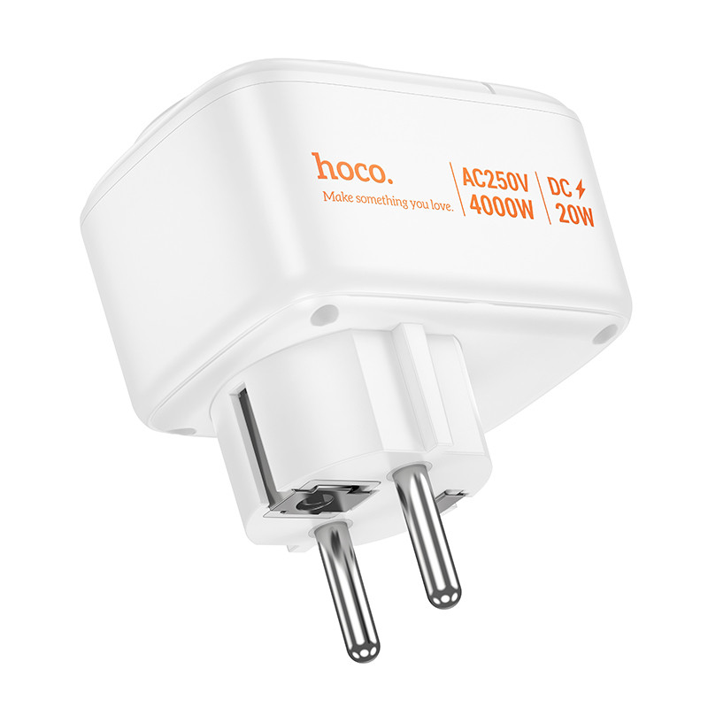СЗУ Hoco AC26 Changer Outlet Extender 20W (2USB-A/1C/1Socket) (White) в магазине vchehle.ua