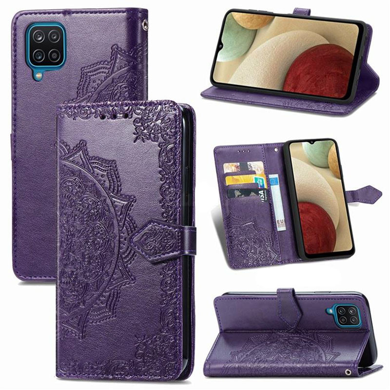 Фото Кожаный чехол (книжка) Art Case с визитницей для Samsung Galaxy A12 / M12 (Фиолетовый) на vchehle.ua