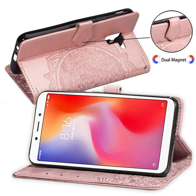 Шкіряний чохол-книжка Art Case з візитницею на Samsung J600F Galaxy J6 (2018) (Рожевий) в магазині vchehle.ua