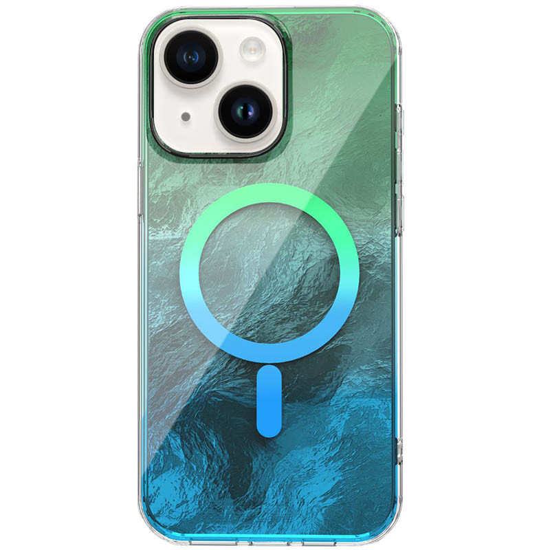 Чехол TPU Shiny Mountain (MagFit) для Apple iPhone 15 (6.1") (Green / Blue)