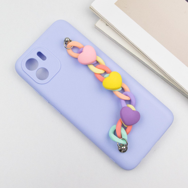 Фото Чехол Chained Heart c подвесной цепочкой для Xiaomi Redmi A1 / A2 (Lilac Blue) в магазине vchehle.ua