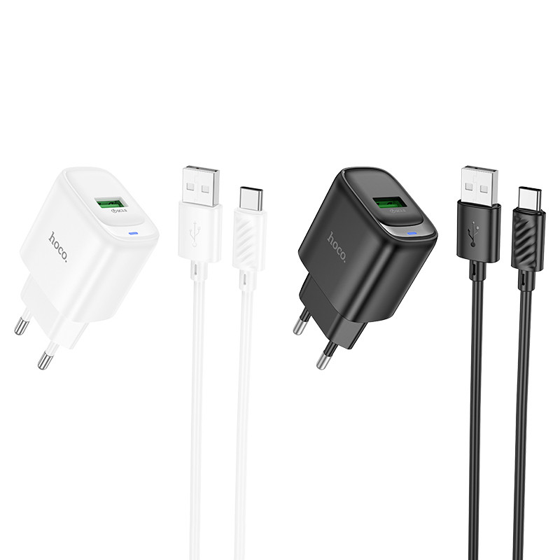 МЗП Hoco C140A Smart QC3.0 18W (1USB-A) + кабель USB to Type-C