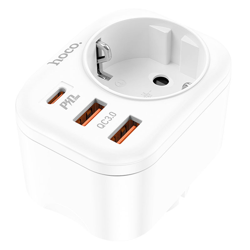 Фото СЗУ Hoco NS3 Multifunctional PD20W (2USB/1Type-C/1xSocket) (White) на vchehle.ua